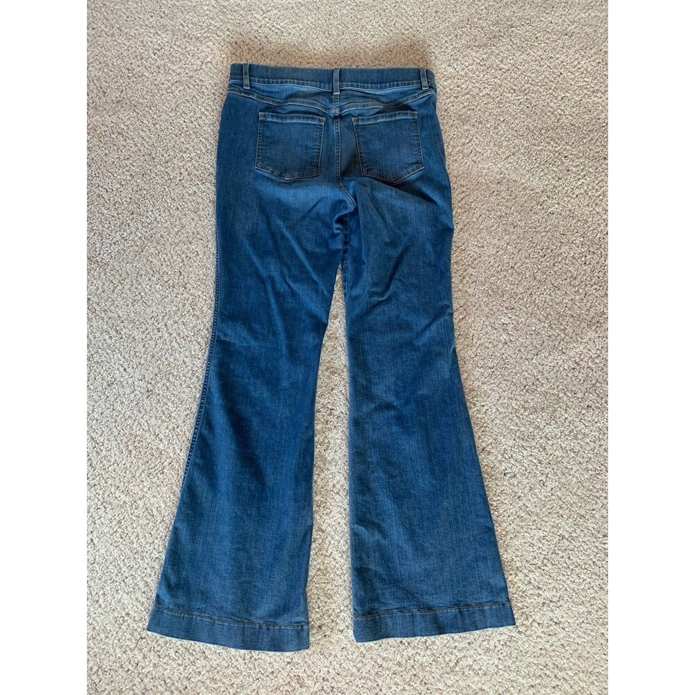 Spanx Blue Flare 70s Stretch Pull On Smoothing Denim Jeans XL Petite - Picture 3 of 12